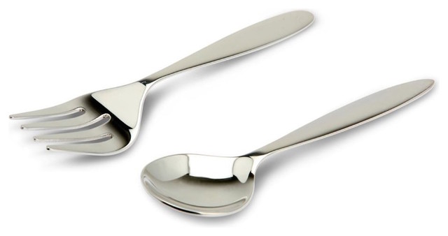 Krysaliis Sterling Silver Plain Baby Spoon And Fork Set Krysaliis Sterling Silver Plain Baby Spoon And Fork Set