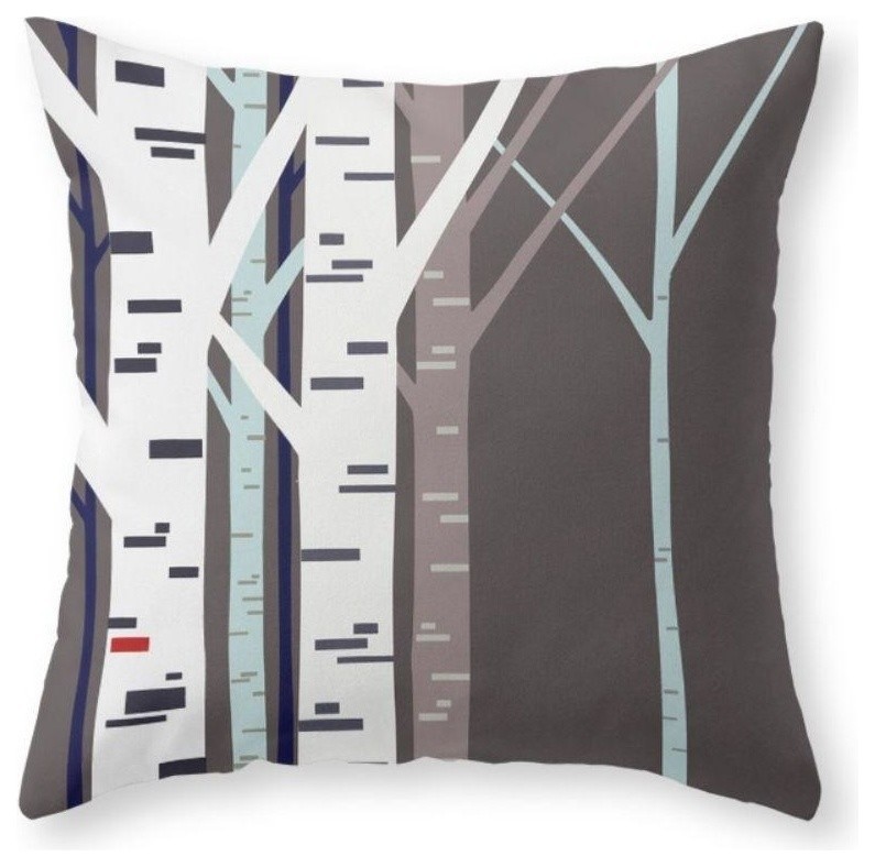 Birch Trees Couch Throw Pillow - Cover (16  x 16 ) with pillow insert - Indoor P