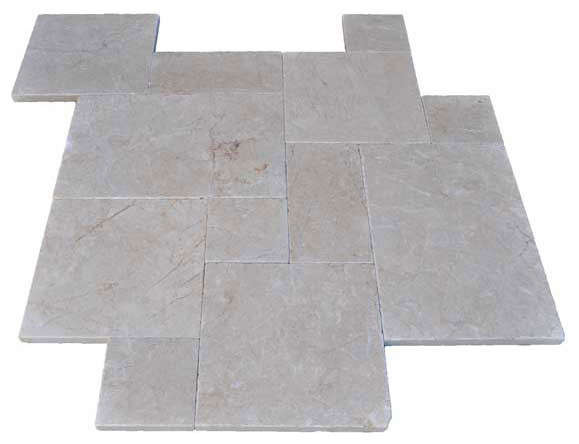 French Pattern Pearl Marble Pavers - Tumbled