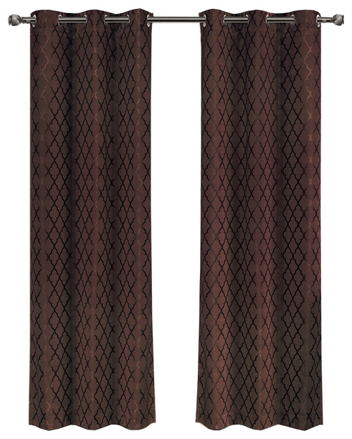 Willow Thermal Blackout Curtains, Set of 2, Chocolate, 84"x63"