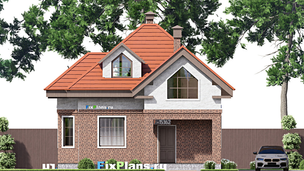 Проект дома с мансардой 9х9 м S71м2 F-15362