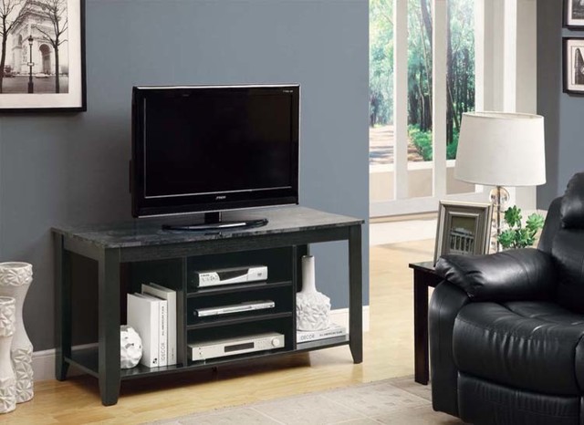 Tv Stand 48 Black Gray Marble Top Transitional Entertainment Tv Stand 48 Black Gray Marble Top