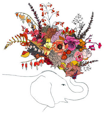Elephant flowers 8x10 print by ChipmunkCheeks on Etsy