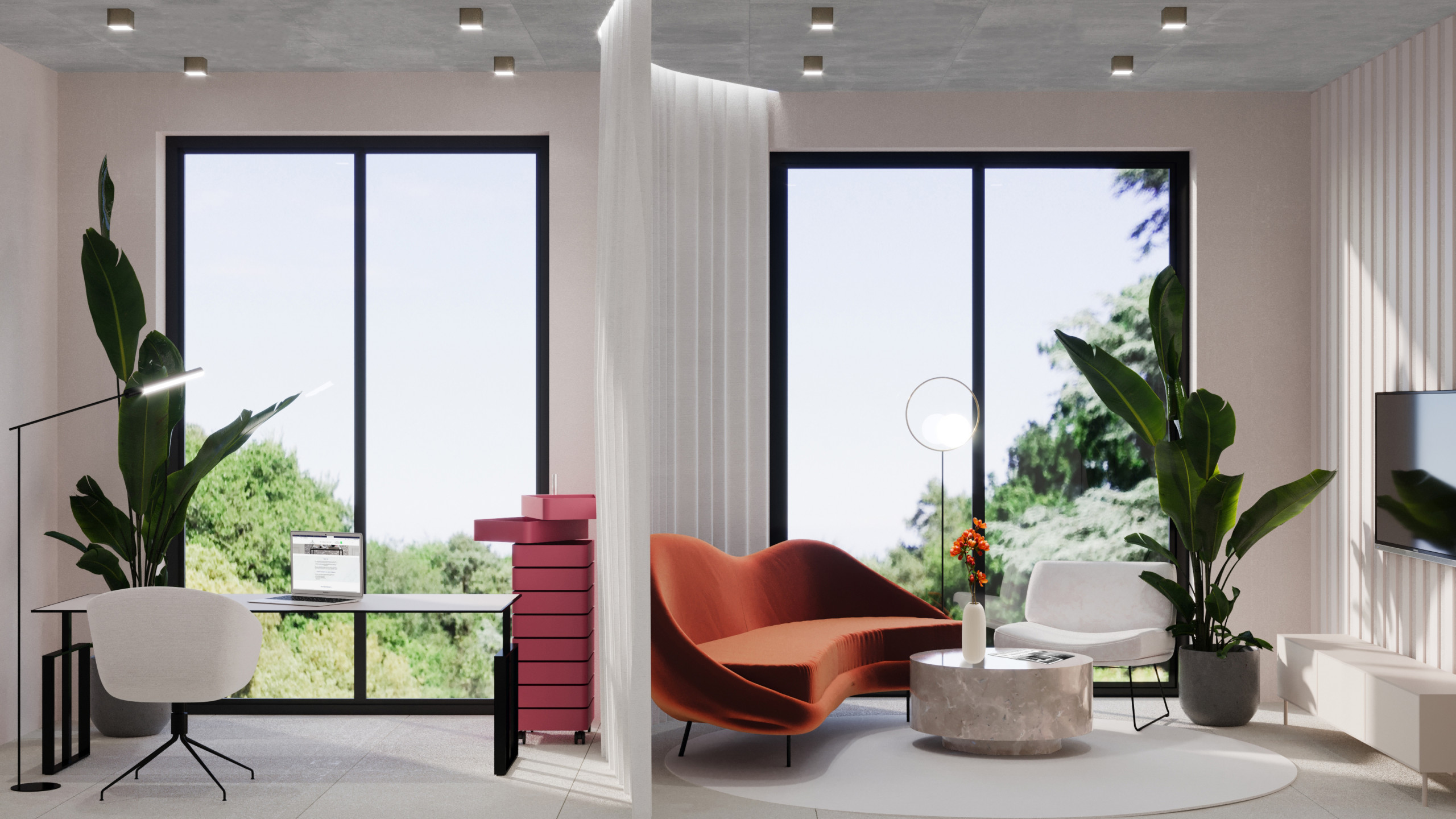 PROJECT S8 Wohnzimmer mit Essbereich/ Homeoffice - multifunktionales Raumkonzept