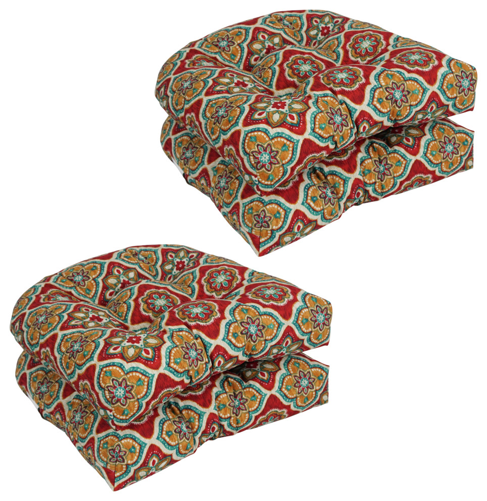 19" UShaped Patterned Tufted Dining Chair Cushions, Set of 4, Adonis