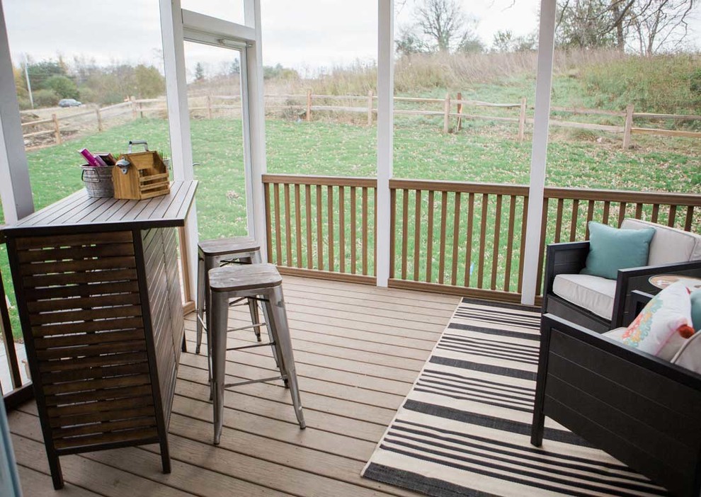 Example of a transitional backyard deck design