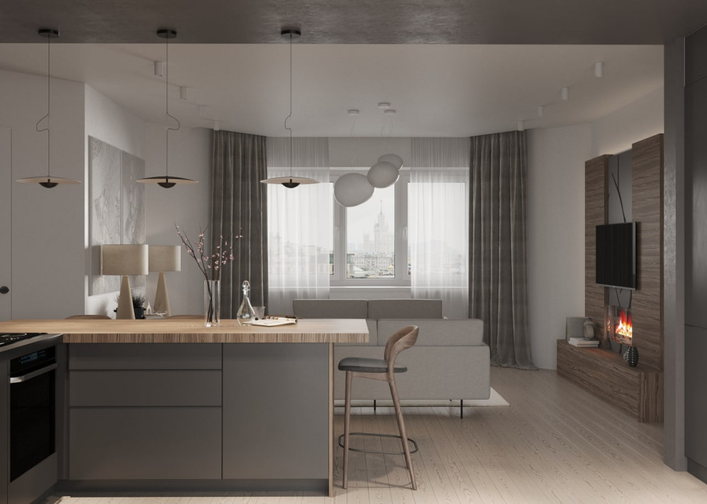 Гостиная в трехкомнатной квартире в Москве, м. Войковская