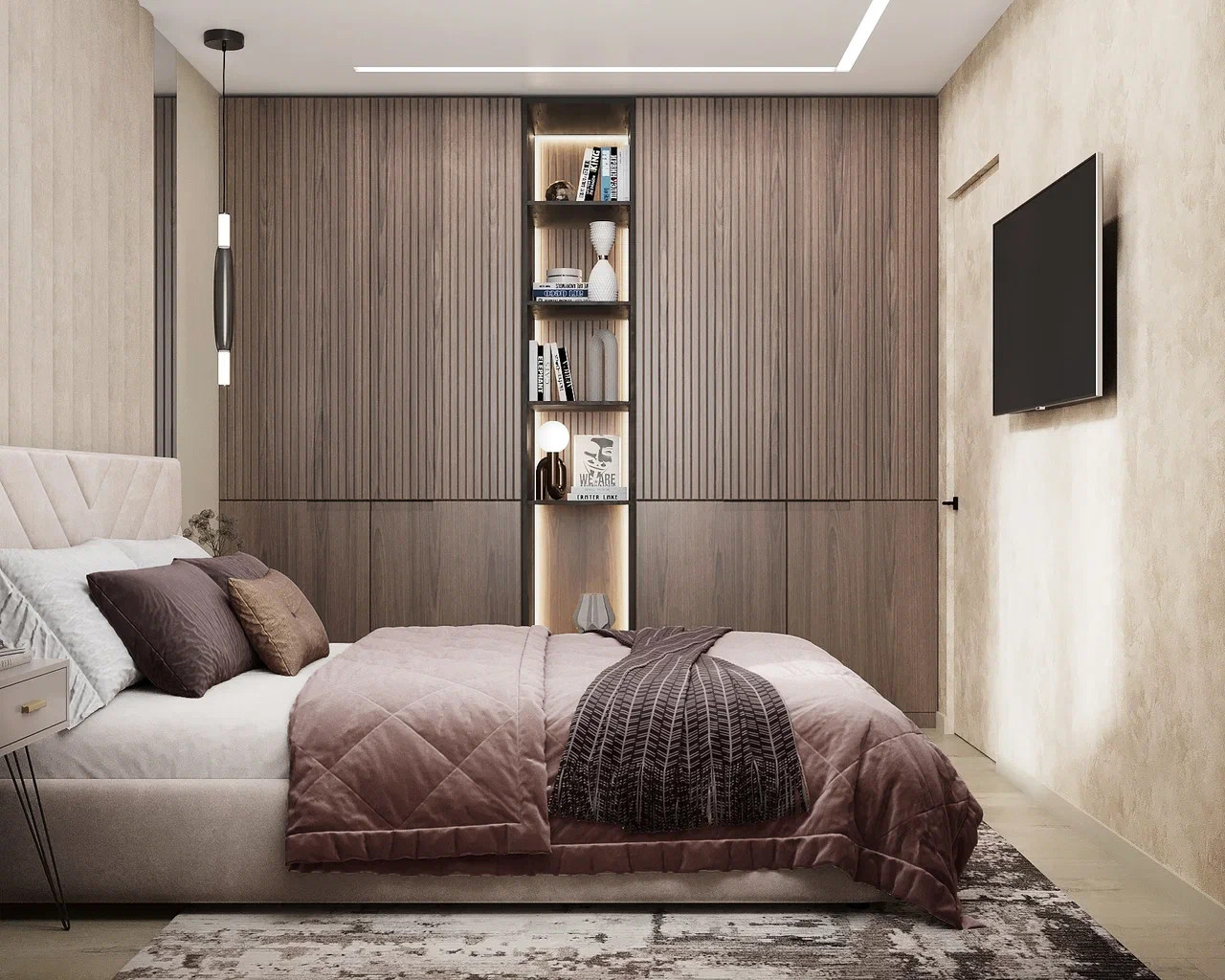 Квартира с двумя спальнями в современном стиле в теплых тонах