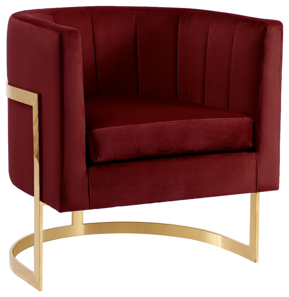 Carter Velvet Accent Chair, Burg - Contemporary - Armchairs And Accent