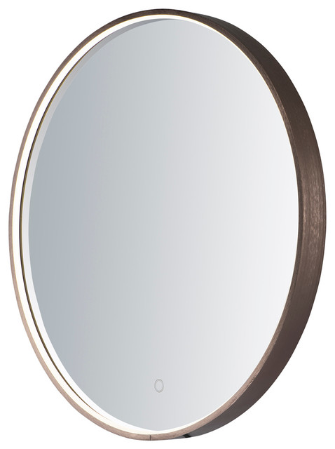Led Round Mirror 3000 4500 6400k In Anodized Bronze Modern Led Round Mirror 3000 4500 6400k In