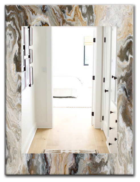 Designart Onyx Detail Composition Midcentury Frameless Wall Mirror 30x40