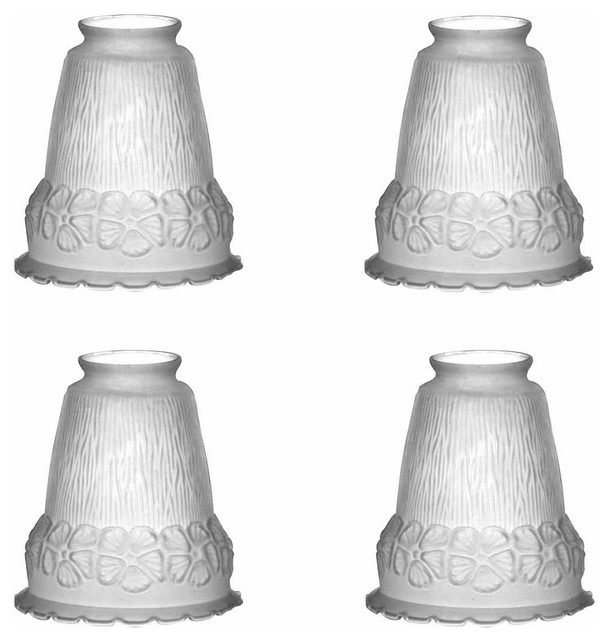 4 Lamp Shade Frosted Glass Flowers Bell, Glass Lamp Shades With 2 1 4 Inch Fitter