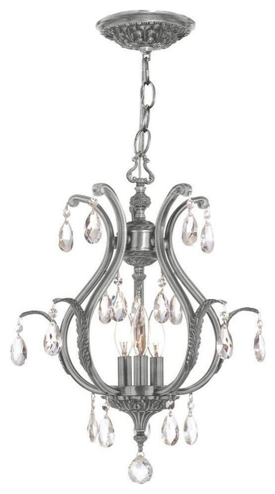 Dawson 3 Light Spectra Crystal Pewter Mini Chandelier