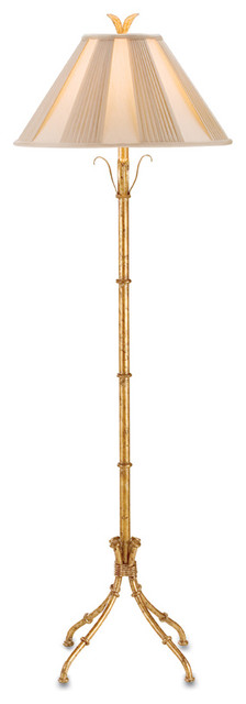 Currey & Co. Bamboo Floor Lamp, Gold Leaf