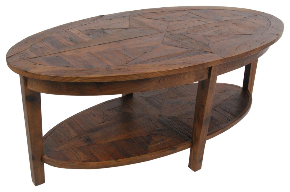 Revive Reclaimed Oval Coffee Table, Natural Rustic Coffee Tables