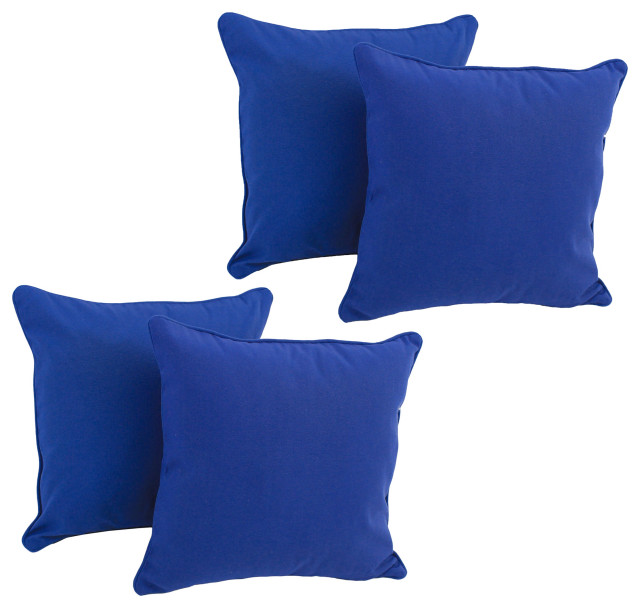 18" DoubleCorded Solid Twill Square Throw Pillows, Set of 4, Royal