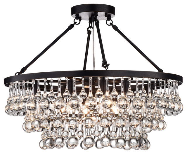 Arosa 9 Light Black Semi Flush Mount Contemporary Arosa 9 Light Black Semi Flush Mount