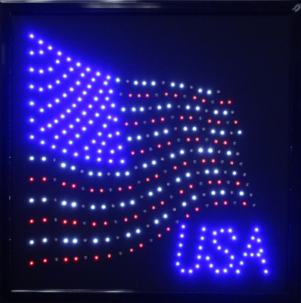 USA American Flag Framed Marquee LED Sign Wall Decor