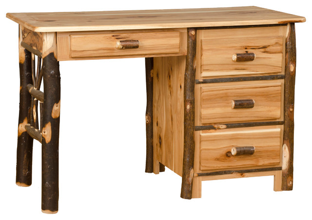 Rustic Hickory Student Desk With 4 Storage Drawers Rustic