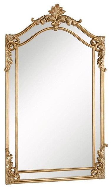 Contemporary Mirror Antique Gold Leaf, Modern Wall Mirror By Elegant Decor