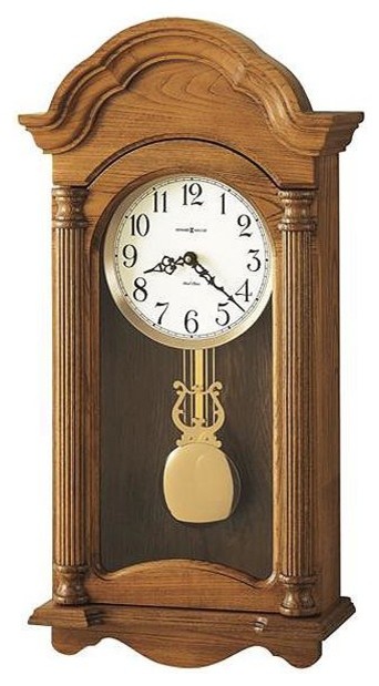 Howard Miller Amanda Dual Chime Pendulum Wall Clock Golden Oak Finish Traditional Clocks By Princeton Watches Houzz - Modern Oak Pendulum Wall Clock