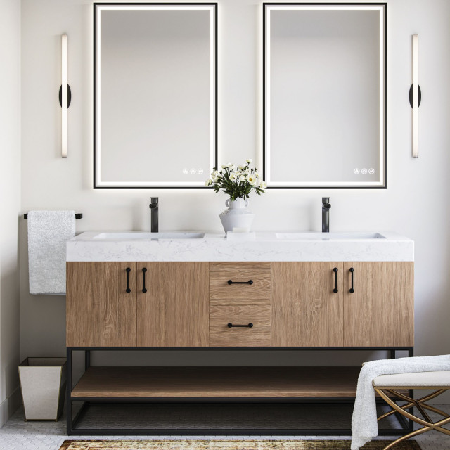 Bahia Bath Vanity, 60" Transitional Bathroom Vanities And Sink
