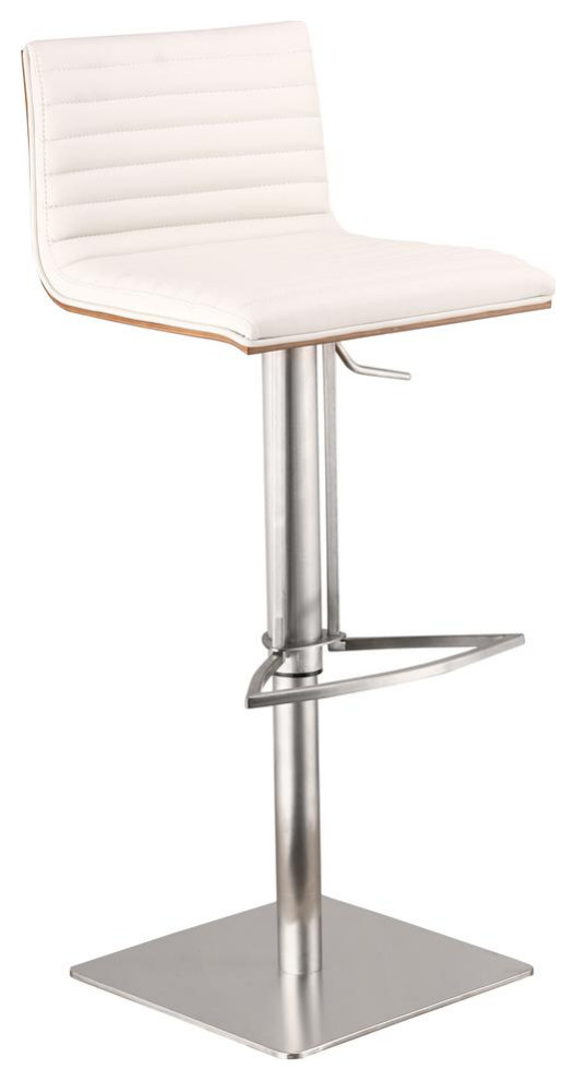 Armen Living Cafe 32" Metal Bar Stool, Walnut Contemporary Bar