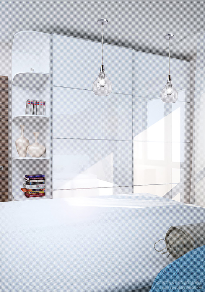 Визуализация интерьера квартиры в современном стиле с классической кухней