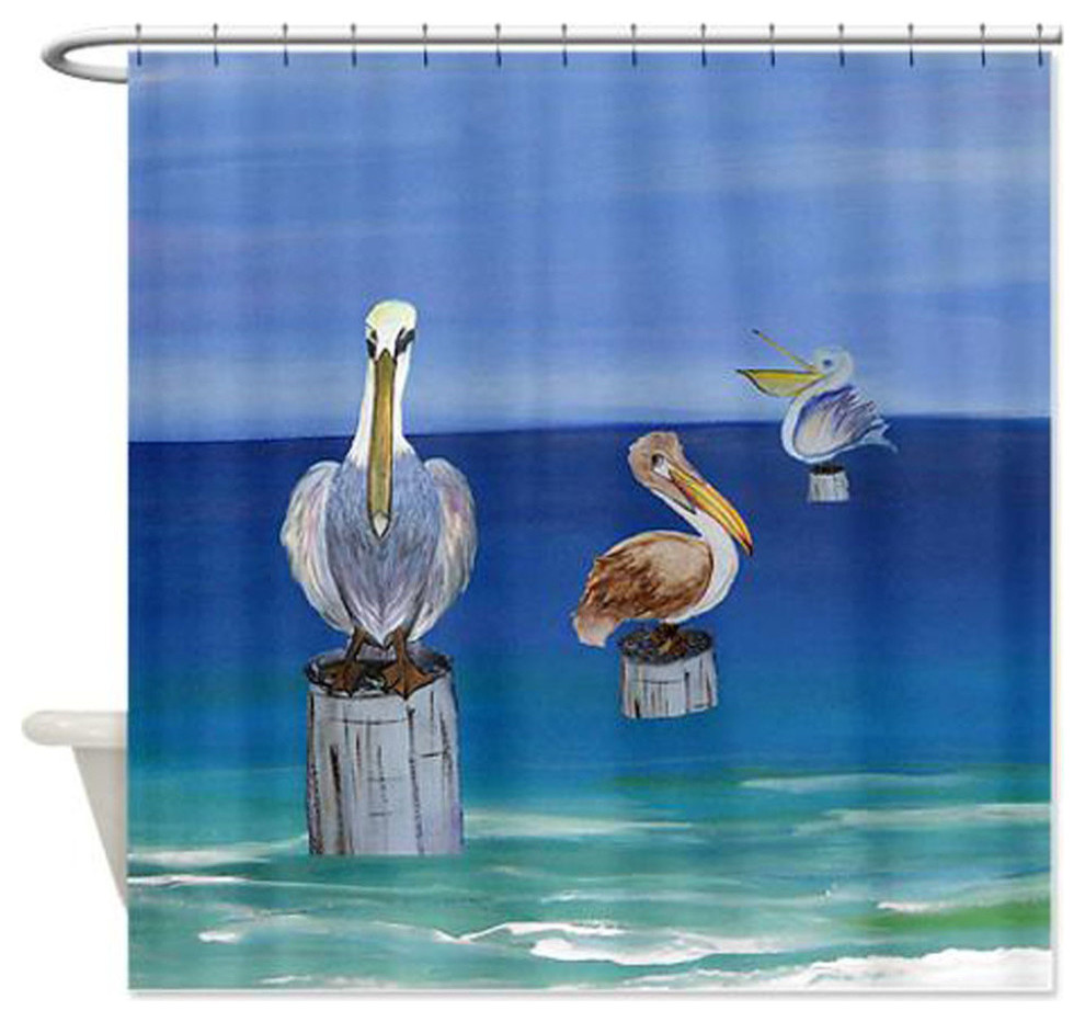 Pelican Beach Shower Curtain Beach Style Shower Curtains by Gifts