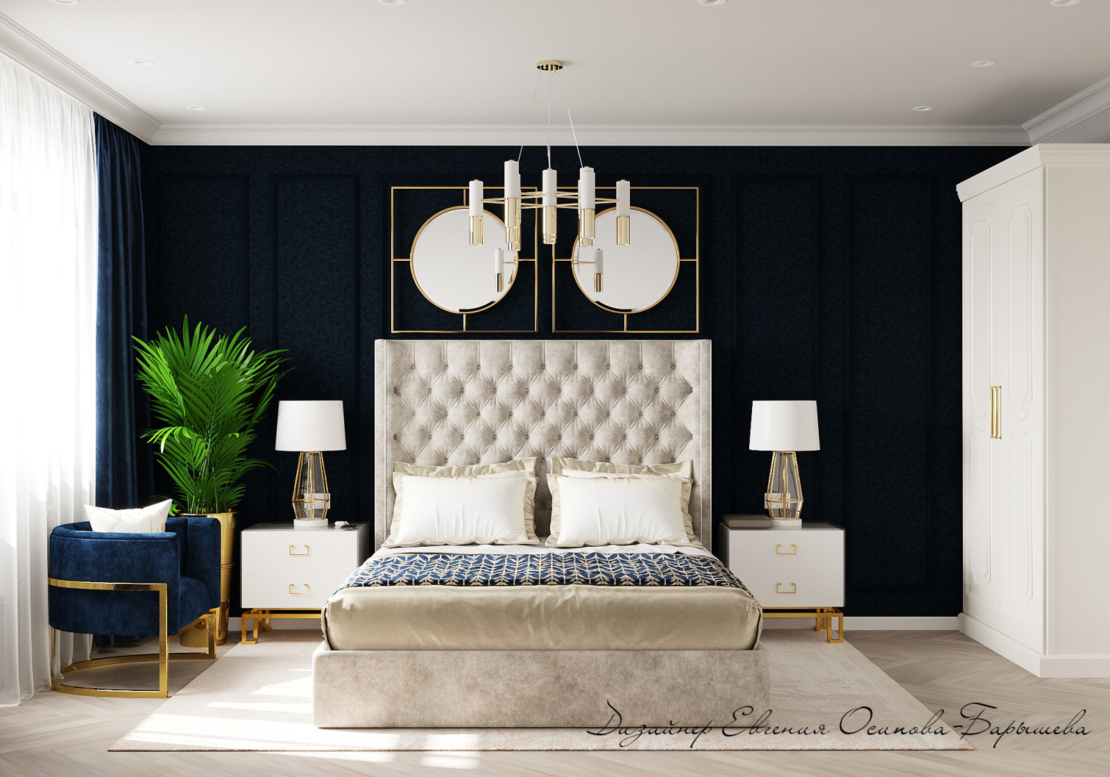 Спальня в классическом стиле с элементами арт-деко