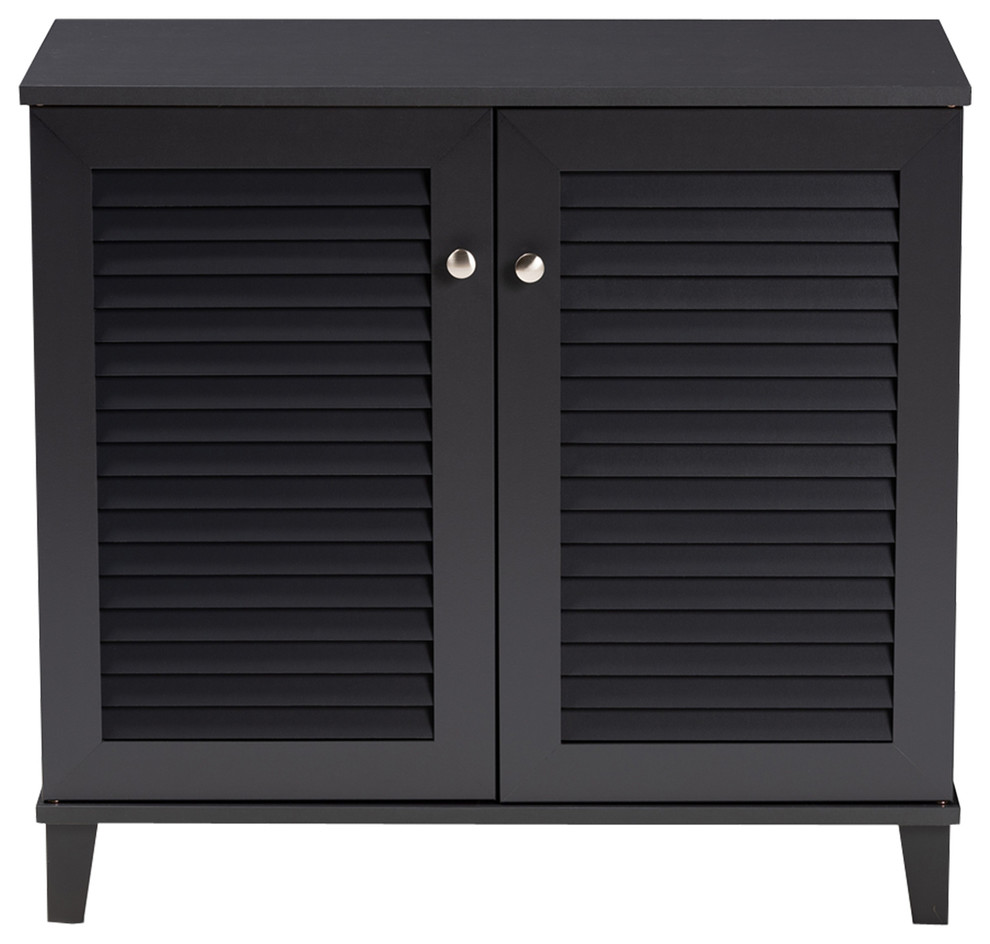 Modern Stylish Dark Grey Finished 4 Shelf Wood Shoe Storage Cabinet Transitional Shoe Storage By Imtinanz Llc