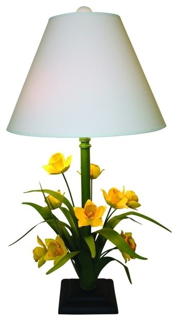 mustard floral table lamp