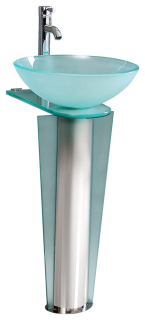 Fresca CMB1053-V Vitale 16-1/2" Glass Pedestal Bathroom Sink - Stainless Steel