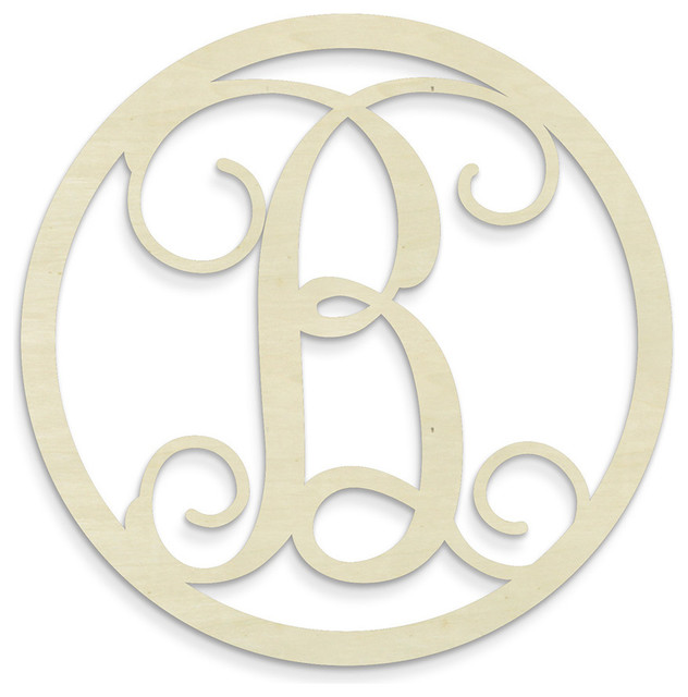 Single Unfinished Wood Circle Monogram Letter 18 5 Contemporary Single Unfinished Wood Circle Monogram Letter B 18 5