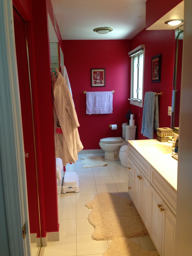 How do I accessorize this red bathroom?