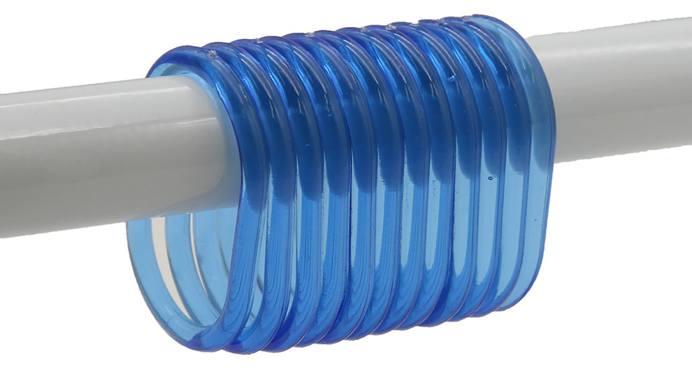 Shower Curtain Rings Plastic Hooks Solid or Clear Colors Set of 12