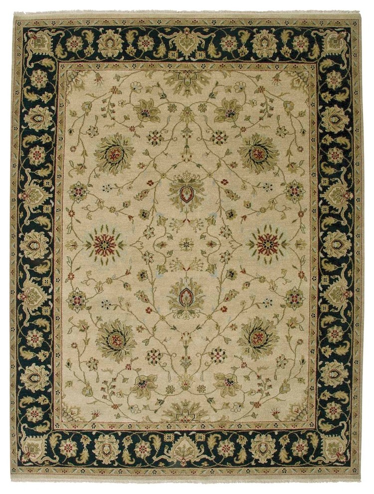Oasis Traditional Hand-Knotted Rug Beige-Ebony 2'x3