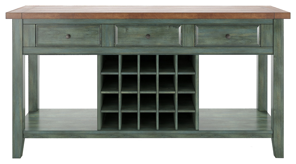 Arbor Hill Two-Tone Buffet Server With Wine Rack, Sage
