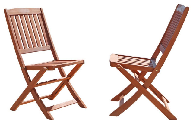 Set of Two Brown Folding Chairs