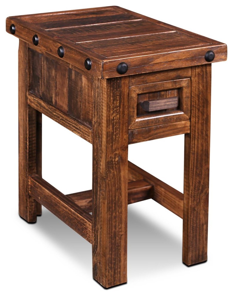 Westgate Rustic Brown 1Drawer Side Table Rustic Side Tables And