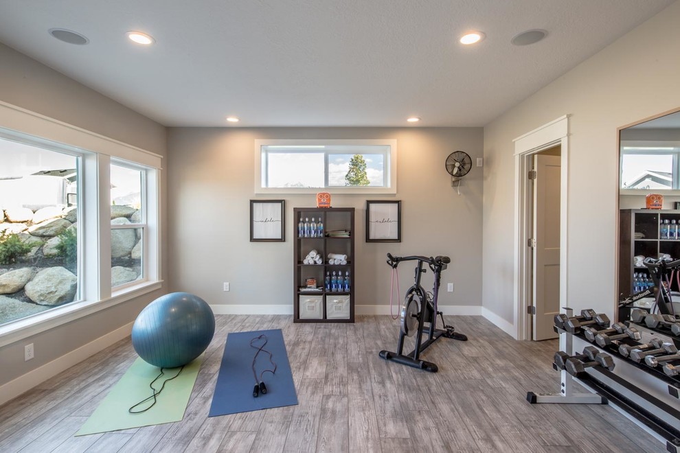 Arts and crafts home gym in Salt Lake City.