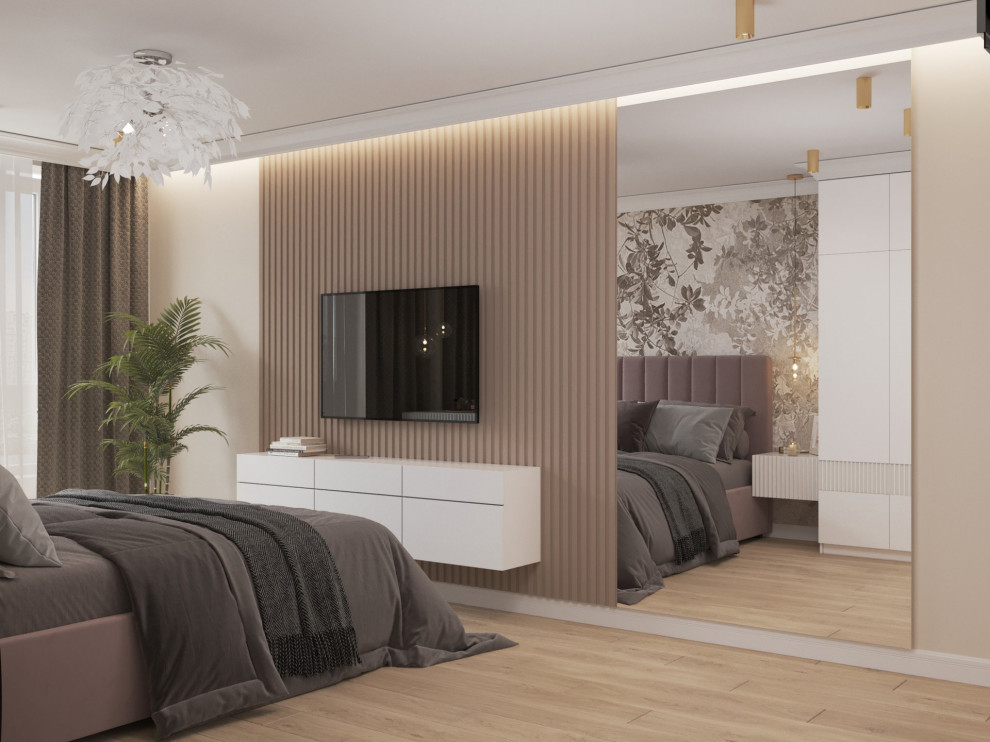 Design ideas for a small contemporary bedroom in Surrey.
