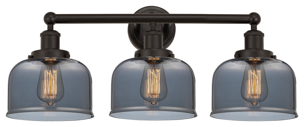 Edison Large Bell 25" Bath Vanity Light, Oil Rubbed Bronze, Plated Smoke Shade