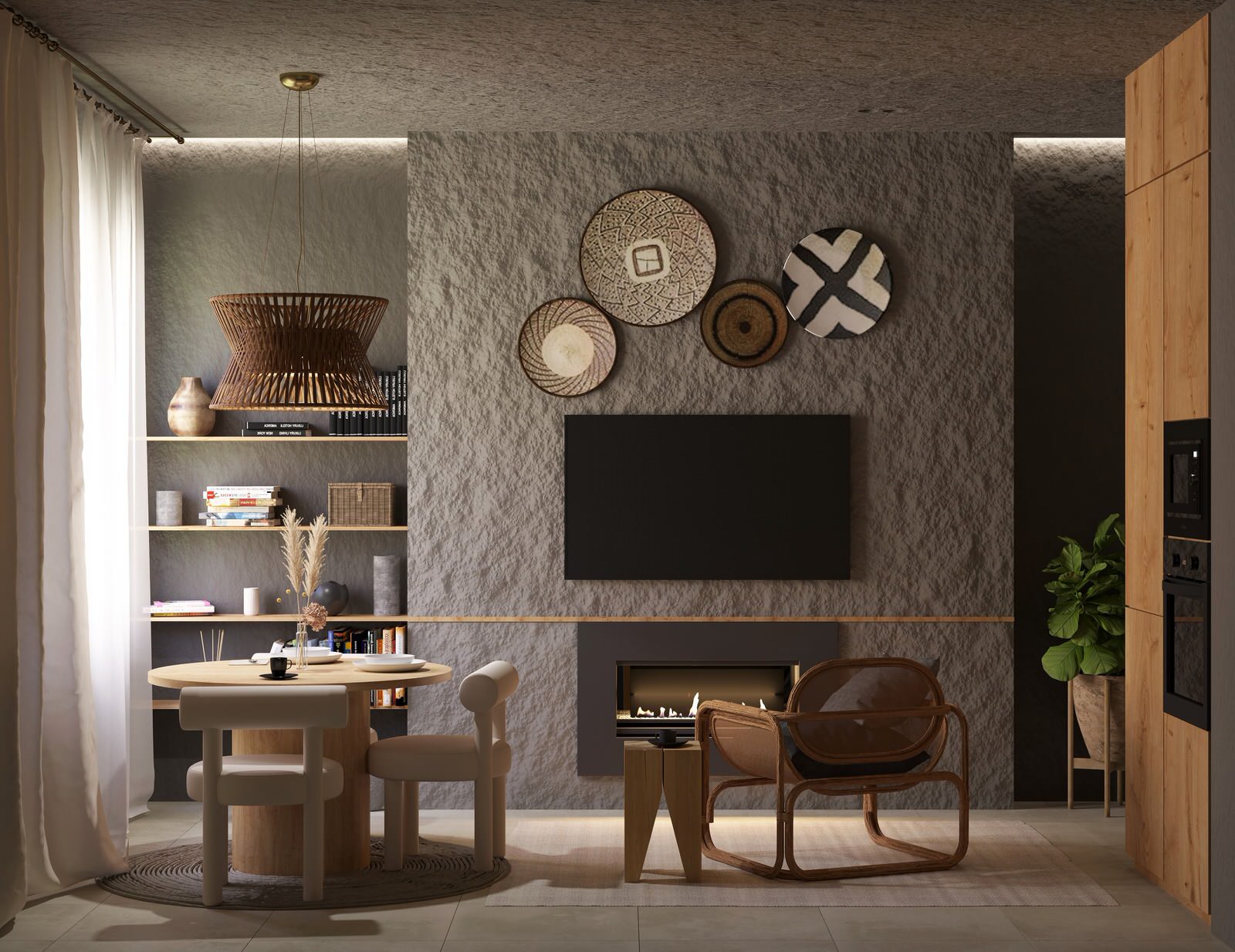 Проект квартиры в Москве, стиль ваби-саби