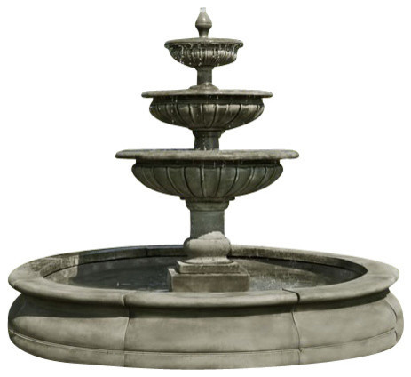 Estate Longvue Outdoor Water Fountain, Greystone