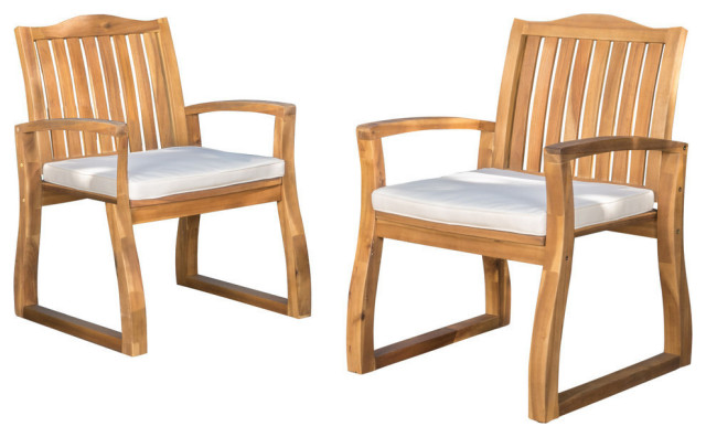 Gdf Studio Tampa Teak Finish Acacia Wood Outdoors Dining Chairs Set Of 2 Transitional Outdoor By Gdfstudio Houzz - Is Teak Or Acacia Better For Outdoor Furniture