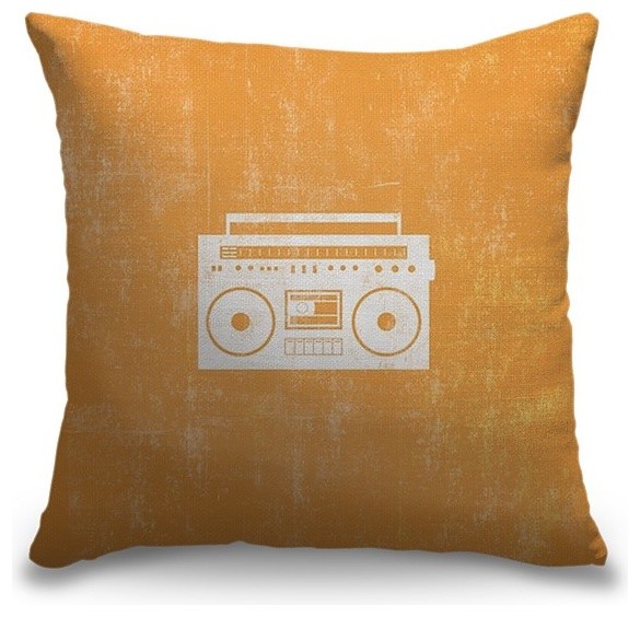 Boombox Silhouette Outdoor Pillow Contemporary Outdoor