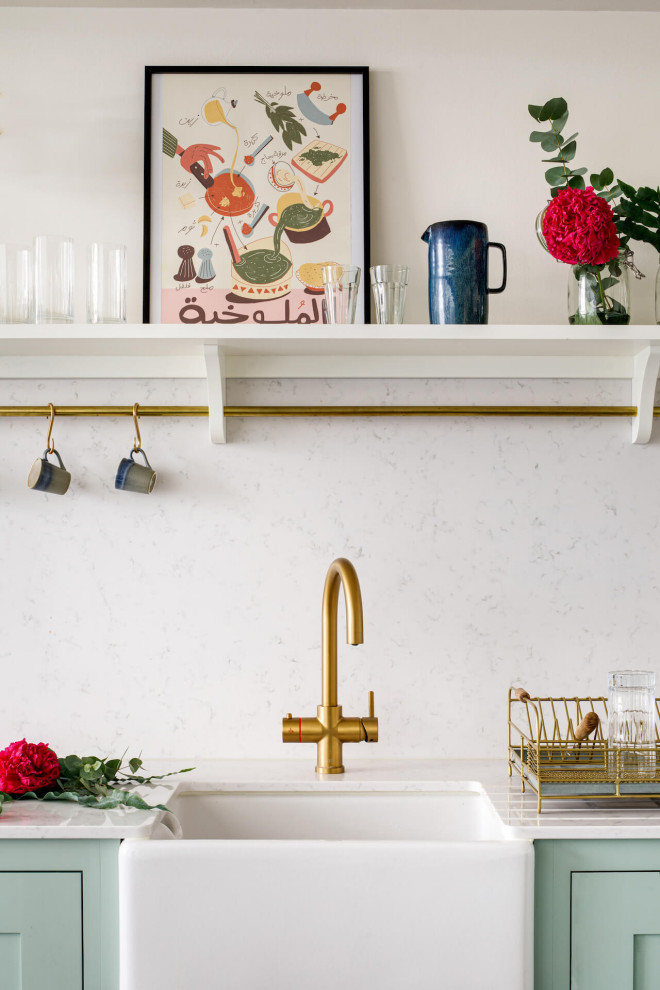 Blue Green Shaker Kitchen Industrial Kitchen London by