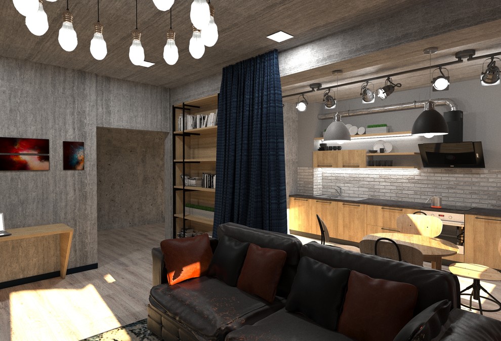 Кухня-студия в стиле лофт