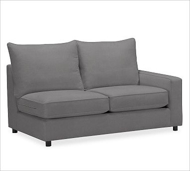 PB Comfort Square Upholstered Sectional Left Arm Love Seat, Knife-Edge Cushion,